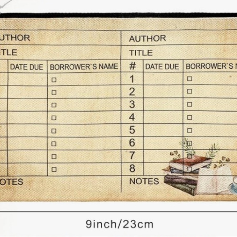 Library Card Design Canvas Zipper Pouch - Picture 2 of 2